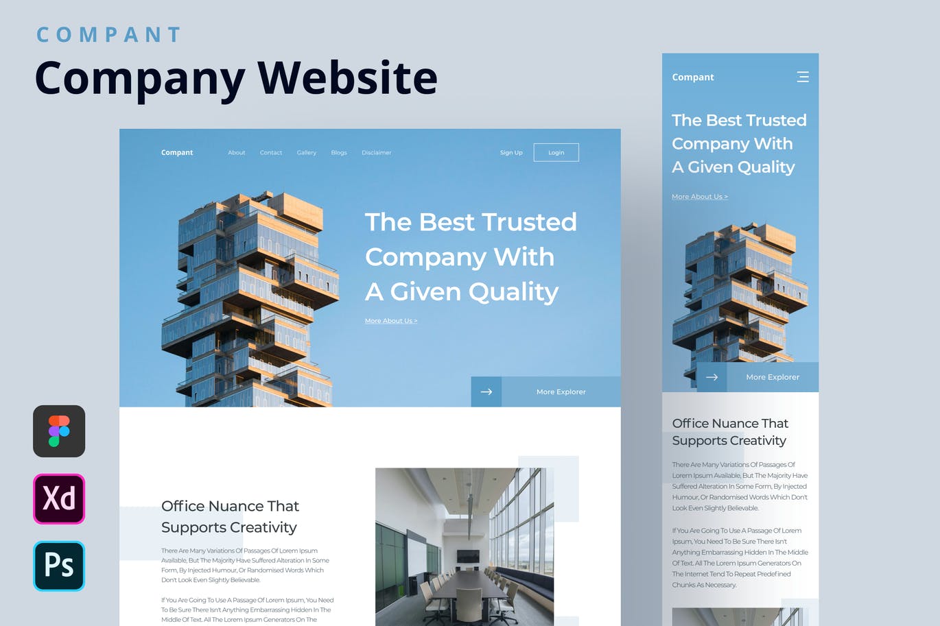 Company profile homepage design company profile homepage landing page web template