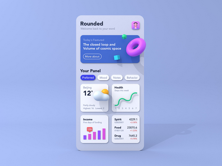 3d Interface By Rounded Rectangle On Dribbble