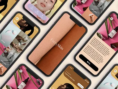 EverySkin - Skin care for all app beauty brand brand identity branding cosmetic cosmetics ecommerce face care health mobile app shopping skin skin care skin tone skincare typography ui ux