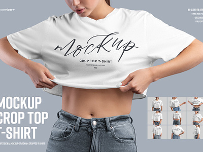 9 Mockups Crop Top Woman T-shirt