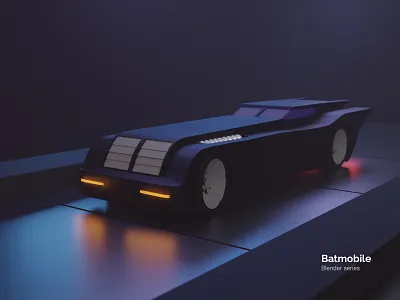 Batmobile - Blender series 3d 3d art 3d artist bat batman batman the animated series batmobile blender blender3d blendercycles cgart cgartist illustration modeling photoshop series