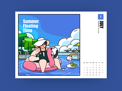 Bird Series-Summer Floating Time bird bush cake calendar cloud cocktail flamingo float girl holiday juice july leasure summer swim swimming pool swimming ring tree water water polo