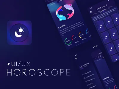 Horoscope iOS/Android Application - UX/UI aftereffects animated gif animation branding clean colors design horoscope interface ui