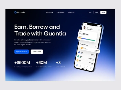 Quantia fintech: web design bank app banking banking app finance finance app financial financial app fintech fintech app investment landing landing page money web web design web designer web finance web page web site website