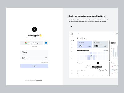 Social Analytics WebApp Onboarding analytic b2b b2c clean design concept dashboard form interface login onboarding registration sign in sign up social startup webapp welcome screens