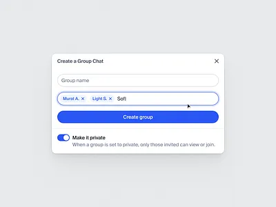 ✨ Group Chat Modal — New version of ledgerteams.com chat group chat modal private