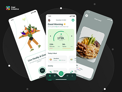 Health Diet - Mobile App Concept app calories capi creative design diet diet app figma health healthcare healthtracking kcal mobile mobileapp nutrition ui uidesign ux uxdesign weight loss