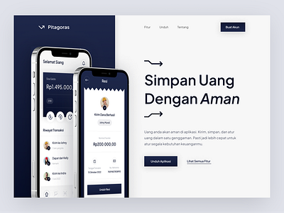 Banking Landing Page Header app preview bank banking business clean currency design ewallet finance fintech interface money payment transfer ui user wallet web website