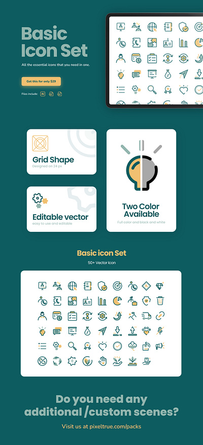 Basic Icon Set by Pixel True branding graphics icons ui ui icon vector vector icon vector illustration