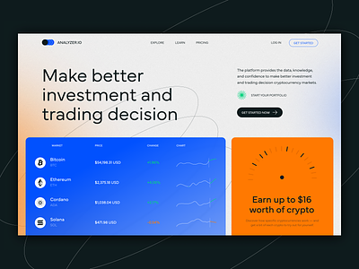 Analyzer - Crypto Analytics Website binance bitcoin blockchain crypto crypto wallet cryptocurrency exchange investment metaverse product page design trading ui uiux ux ux ui design wallet web design web page web site web3