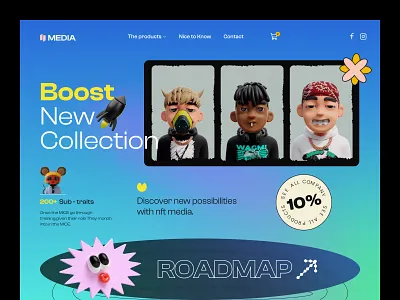 NFT Marketplace Website: Header crypto design gradient header homepage nft nft marketplace nfts ui ui design uihut web web design web design header web header webdesign website website design