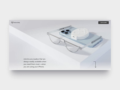 Minrims - Webflow landing page 3d animation blender glasses landing page lottie parallax scroll ui webflow