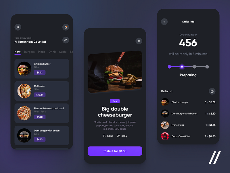 Food Delivery App Design app burger delivery design food food delivery food delivery app list meal menu mobile order purrweb ui ux