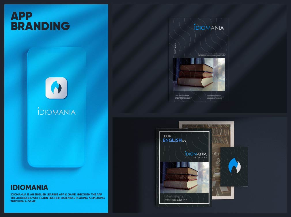 Brand Design for IDIOMANIA animation brand brand identity branding business card design graphic design illustration logo logotype pattern social media ui ux