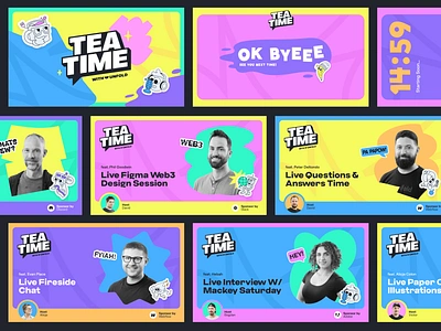 TeaTime Brand Assets branding color design identity illustration livestream logo streaming tea time twitch vector youtube