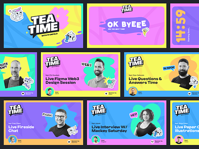 TeaTime Brand Assets branding color design identity illustration livestream logo streaming tea time twitch vector youtube