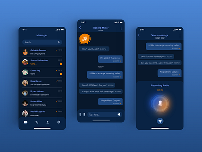 Messenger app app dark ui design messenger ui ux