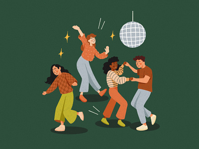 Disco Jam 🪩🕺🏻 character design dancing design disco fun illustration party people