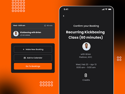Fitness mobile app – Booking confirmation booking card confirmation fitness ios app product design schedule