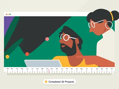 The One With Thirty Stepping Stones boy brucira design designer girl graphic illustration laptop laptops leaf loops office plant ui ux vector vectors web