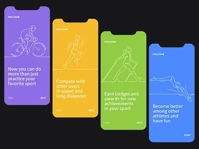 Mooove | Sport tracker and sport community app animation app branding clean dashboard design flat icon illustration interface line mobile onboarding ui ux