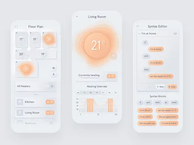 Heating management app aftereffects animation app design ui