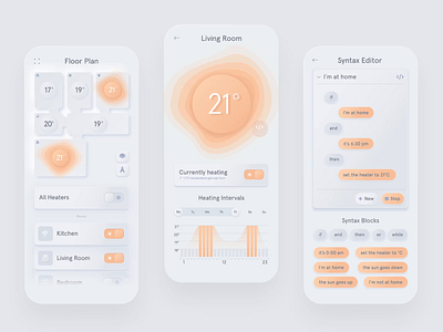 Heating management app aftereffects animation app design ui