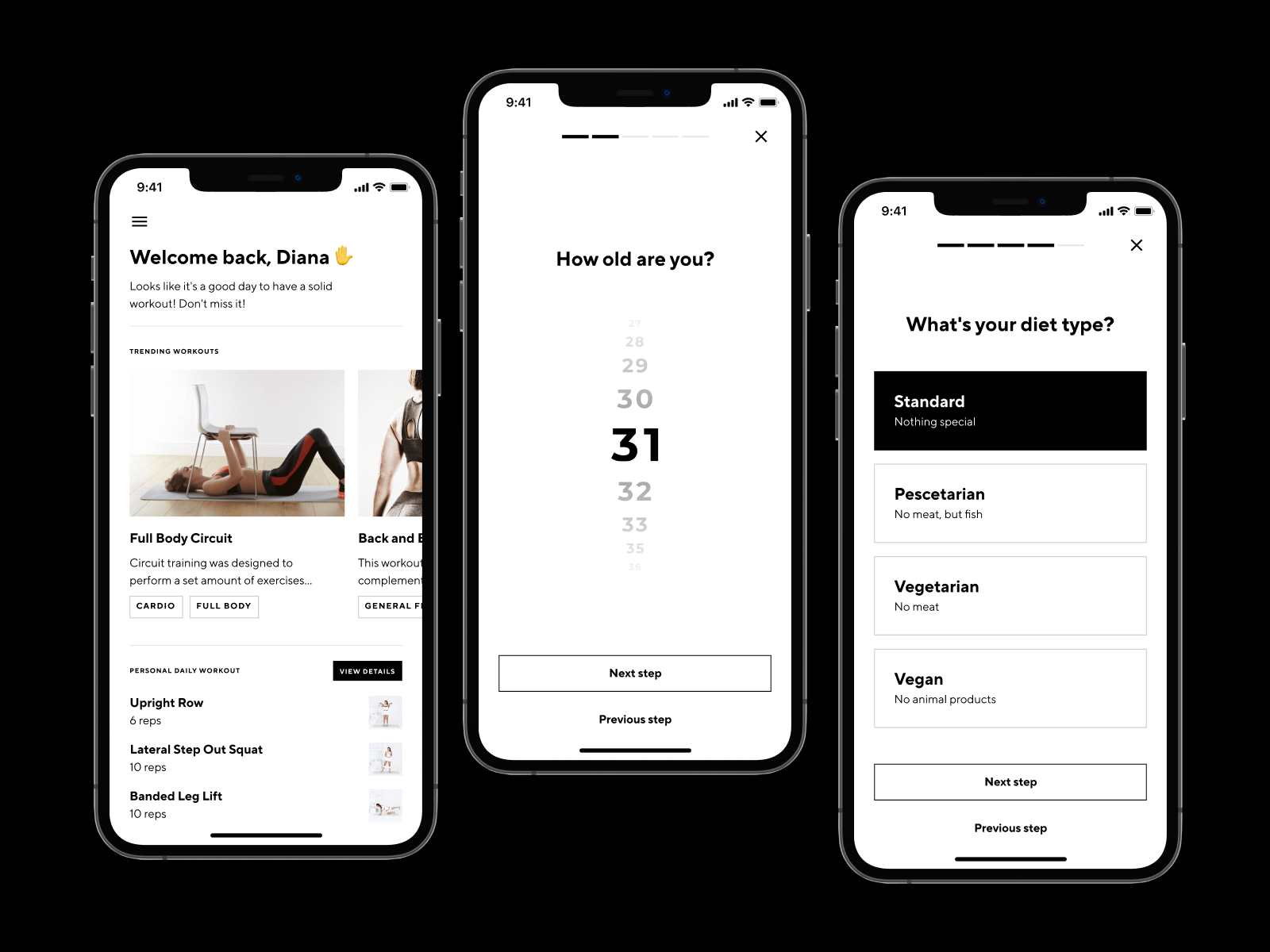 Example of Fitness App Design Concept