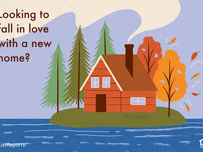 New home cabin fall home illustration outdoors outside trees