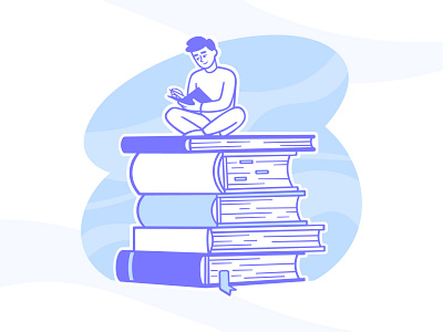Reading book blue books boy education guy illustrations illustrator procreate reading book study vector