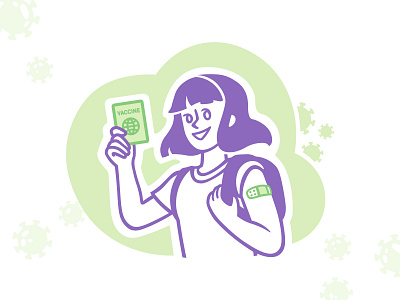 Vaccination passport coronavirus covid19 girl green illustrations illustrator passport procreate purple speedpaint vaccine vector