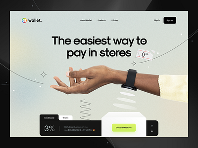 Wallet v.7 ⌚️ 3d banking clean credit card gradient hand hero header interface minimal payment typography ui ui design user interface ux ux design wallet watch web web design