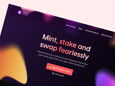 Design Challenge Week 1 - Redoing Pocket Universe's Landing Page crypto design challenge landing page nft saas web extension web3 web3 product