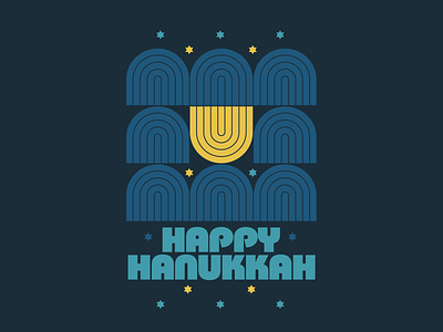 Happy Hanukkah design greeting card hanukkah holiday illustration menorah typography vector winter