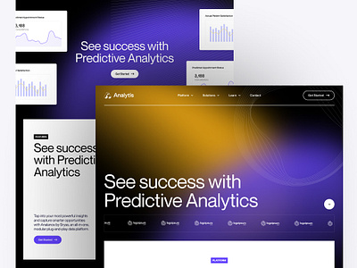 Analytis - SaaS, Predictive Analytics Branding 3d analytics branding dark design full fidelity gradient homepage icon design iconography landing page logo logo design platform product shots purple saas ui ux webdesign