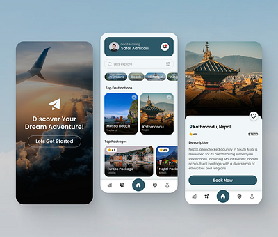 Travel App UI/UX Design creative design design figma figma design figma travel app landing page mobile application travel travel app travel app design travel app uiux travel website uiux user experience userinterface website