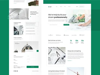 Nggon - Architect Landing Page Exploration agency animation architect branch branding building clean design company construction consult green interaction landingpage minimalist real estate service studio ui uiux website