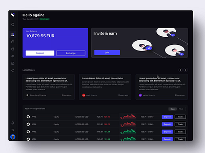 Trading Webapp bitcoin clean crypto dashboard design figma fin tech finance interaction design mobile mobile app prototype trading ui uiux ux webapp webdesign