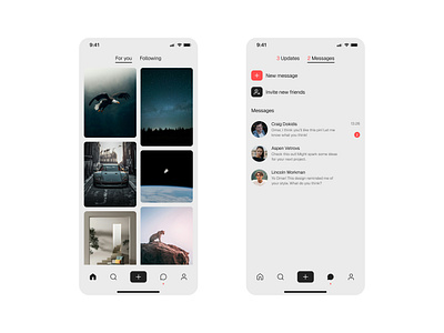 Curated Inspiration App activity chat cosmos curated inspiration app dark mode design discussions figma framer home page landing page light mode messages mobile app design mobile navigation navbar pinterest product design responsive design uxui design