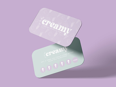 Loyalty Card Design for 'It's so Creamy' Ice cream brand identity branding design graphic design ice cream illustration logo loyalty cards motion graphics typography
