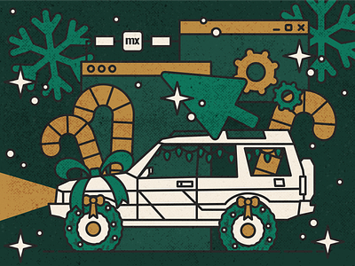 Holiday Card candy cane christmas design figma gold green holiday card holidays illustration land rover mendix microflow rover sled snow tech typography winter wreath xmas
