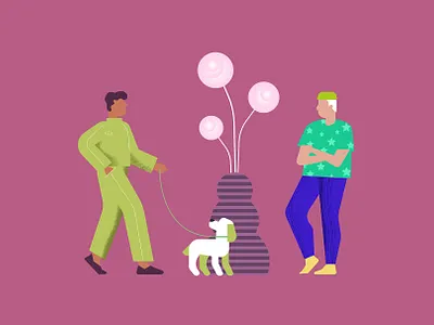 People talk chatting conversation couple dog illustration talk vase