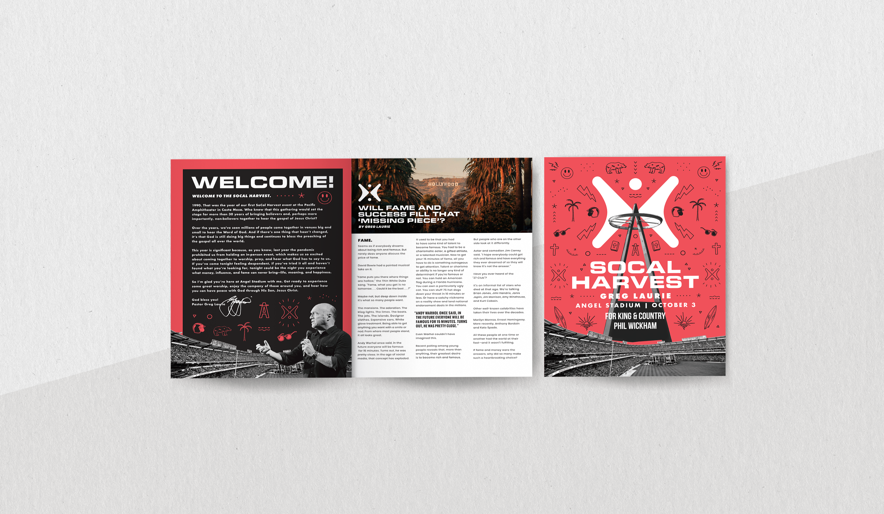 SoCal Harvest - Stadium Event 2021 - Branding branding concert design graphic design icon illustration lineart logo magazine minimal print program socal stadium texture typography vector