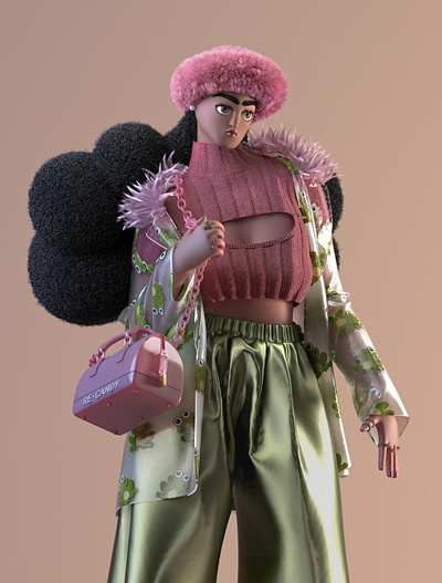 Styling Characters & Moods 3d bag character design fashion furla girl graphic design handbag jacket marvelous parka render
