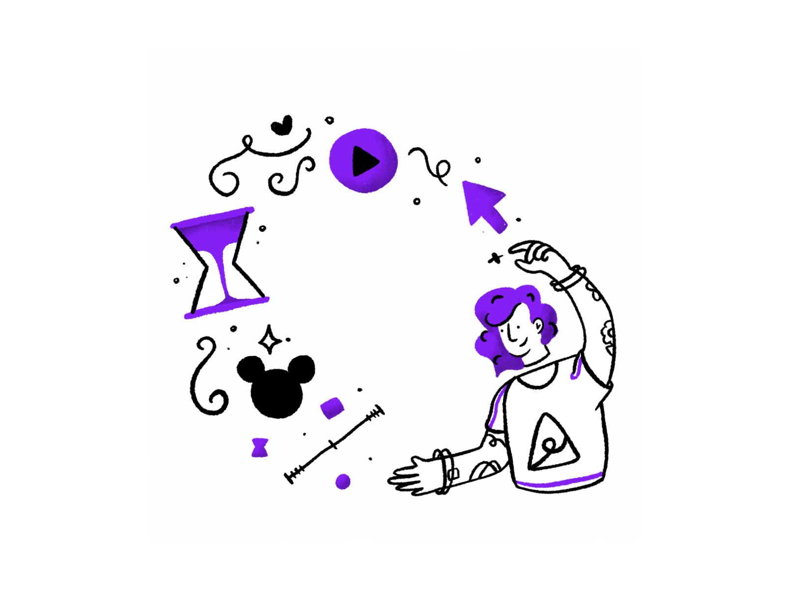 Mujeres UX talk - Hello :D 2d after effects animation animator character clock disney gif girl illustration loop magic motion procreate time tools woman