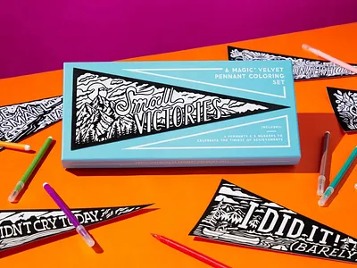 Small Victories Pennant Set coloring design illustration lettering magic velvet outdoors pennant vintage