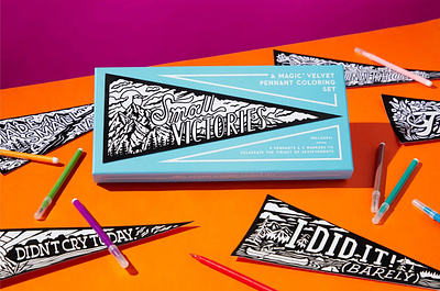 Small Victories Pennant Set coloring design illustration lettering magic velvet outdoors pennant vintage