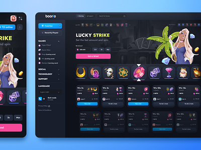 Boorio: Roulette game betting blackjack casino dice gambling game game interface graphic design illustration jackpot landing page lottery mobile app product design roulette slots uiux web design win wireframe