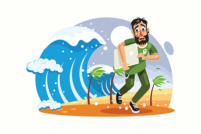 Tsunami Disaster Vector Illustration storm