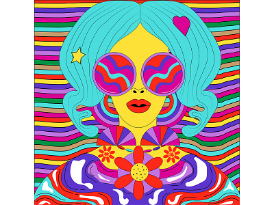 Woman psychedelic illustration design